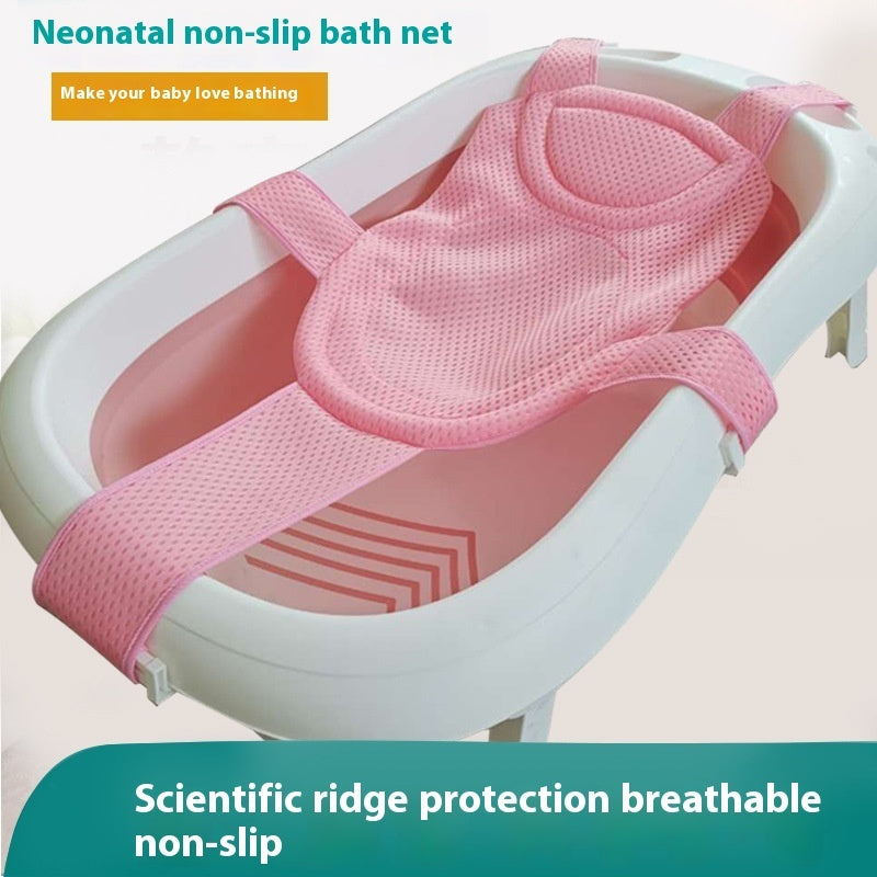 "Soft baby bath net bag rack with mesh design for newborn safety"

