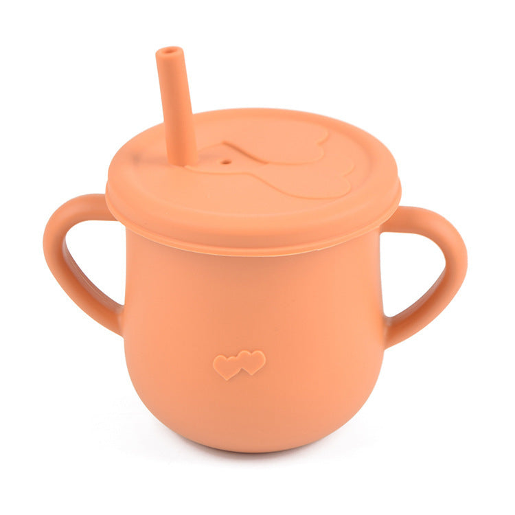Children's Silicone Straw Drinking Cups Leakproof Baby Learning Drinking Cups Baby Training Straws Cups