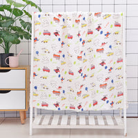 Animal print cotton baby bath towel with six-layer seersucker quilt, soft and breathable for baby comfort.
