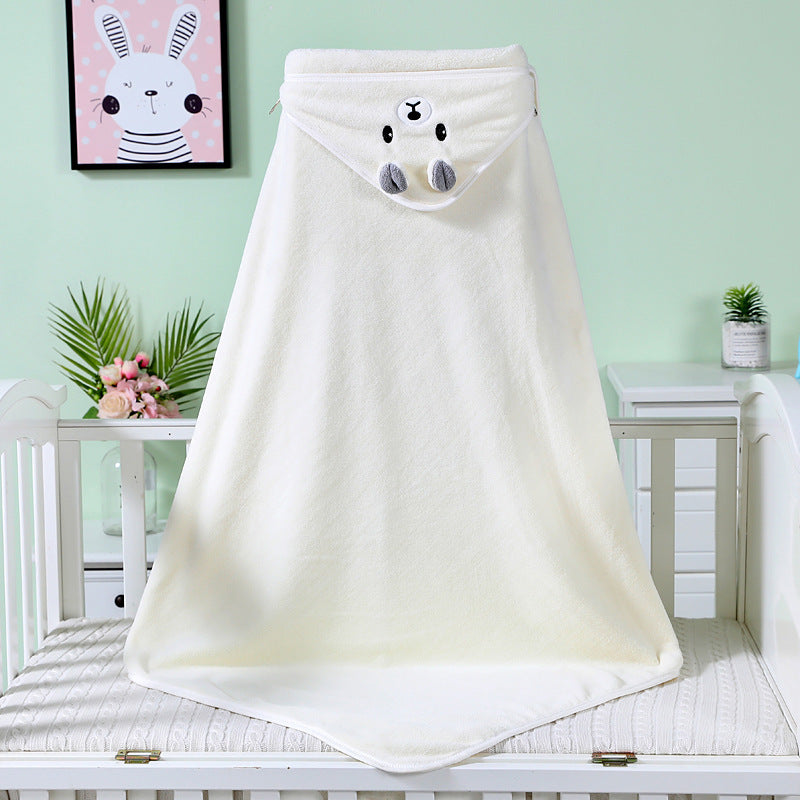 "Coral Fleece Baby Bath Towel Bathrobe with hood for newborns and toddlers"


