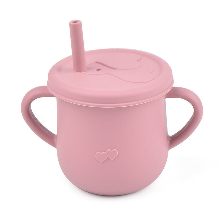 Children's Silicone Straw Drinking Cups Leakproof Baby Learning Drinking Cups Baby Training Straws Cups