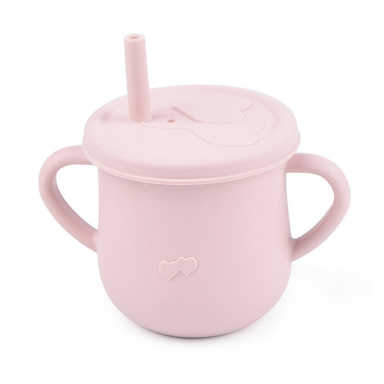 Children's Silicone Straw Drinking Cups Leakproof Baby Learning Drinking Cups Baby Training Straws Cups