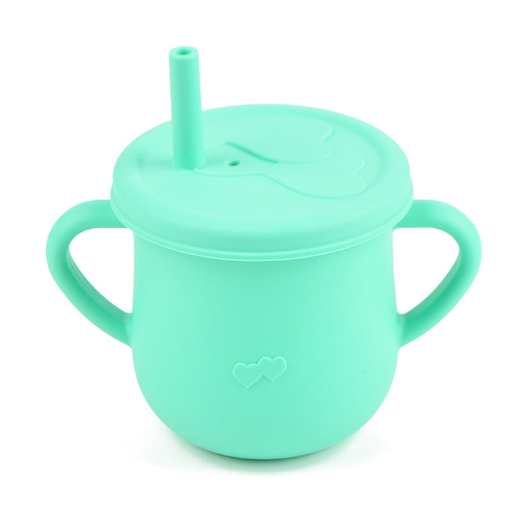 Children's Silicone Straw Drinking Cups Leakproof Baby Learning Drinking Cups Baby Training Straws Cups
