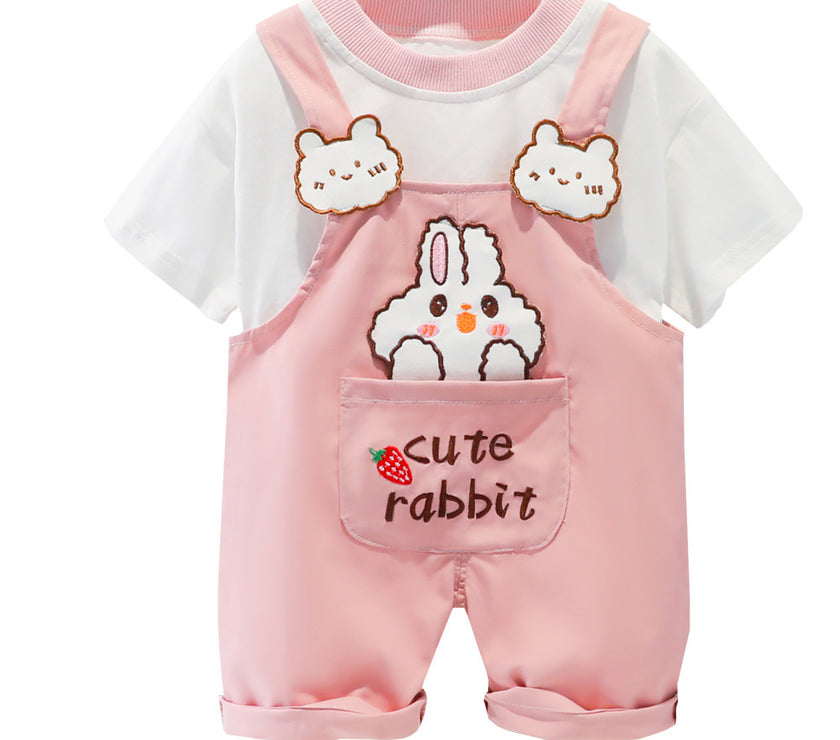 Children's Clothing Men And Women Baby Summer Cartoon Short-sleeved Overalls