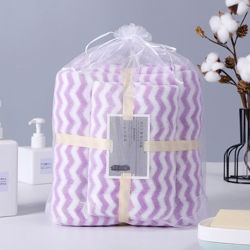 Water Ripple Coral Fleece Towels Child And Mother Suit Two-piece Set