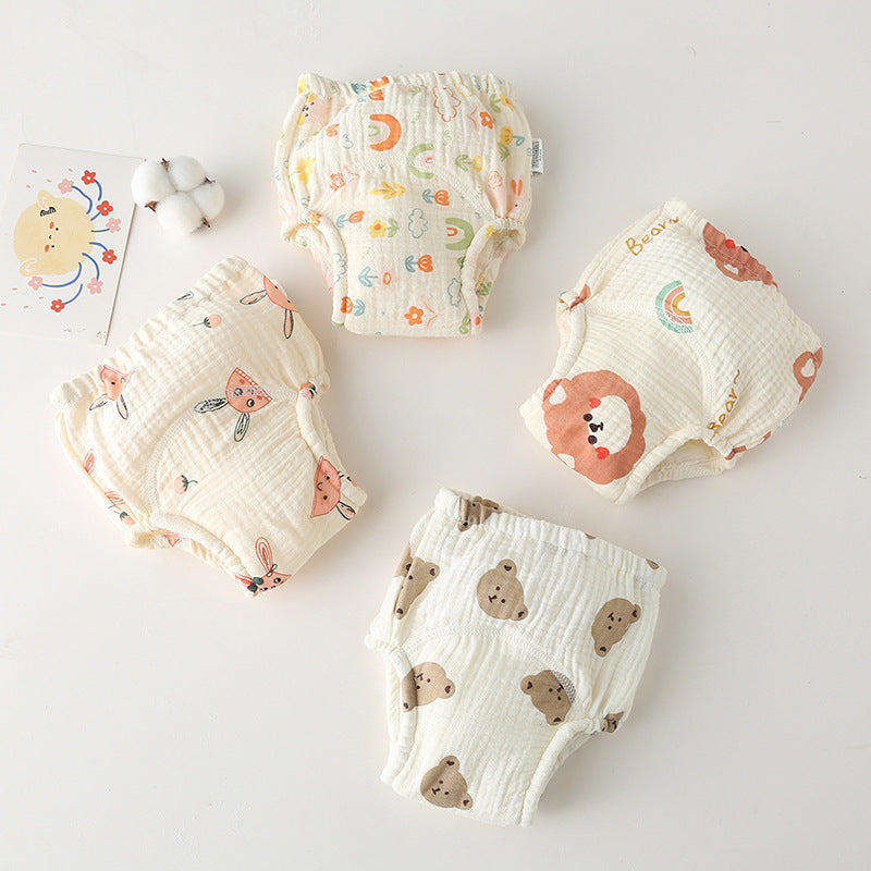 Gauze Cotton Baby's Ring Urine Training Training Pants Gauze Diaper Pants Waterproof Diaper Pure Cotton Diaper Pants