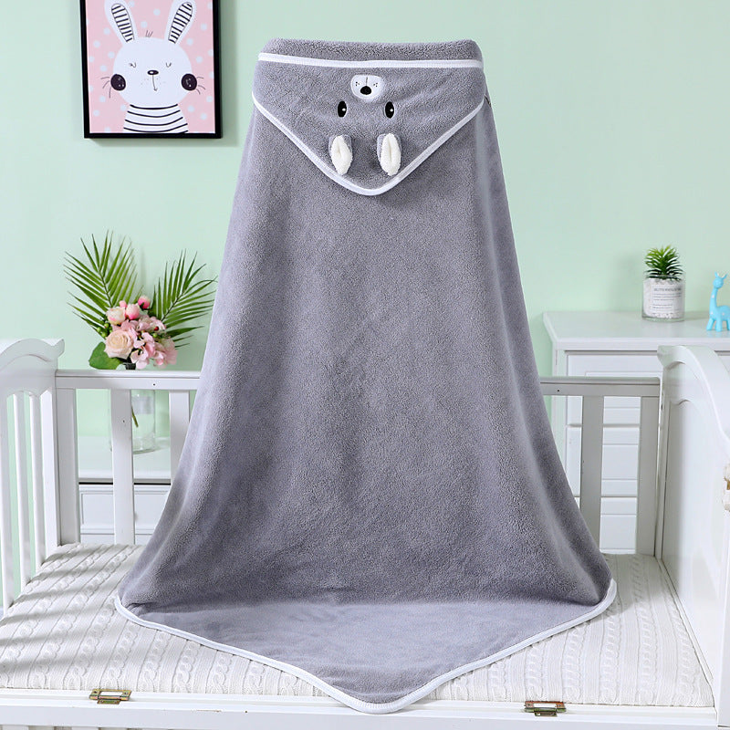 "Coral Fleece Baby Bath Towel Bathrobe with hood for newborns and toddlers"

