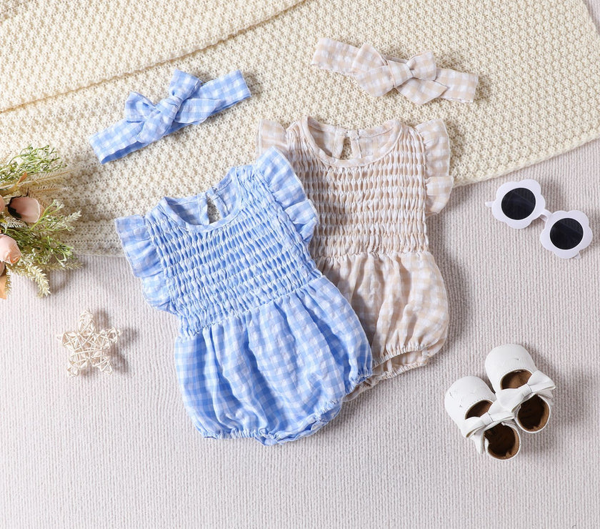 Baby Girl Solid Color Baby Sleeveless Triangle Rompers Romper