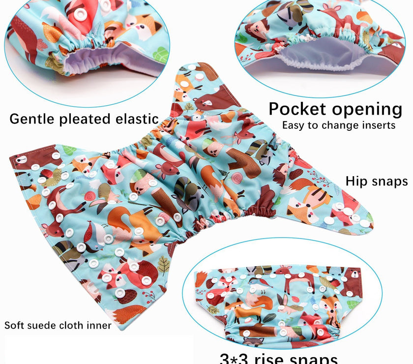 Cute Cartoon Printed Baby Cloth Diapers