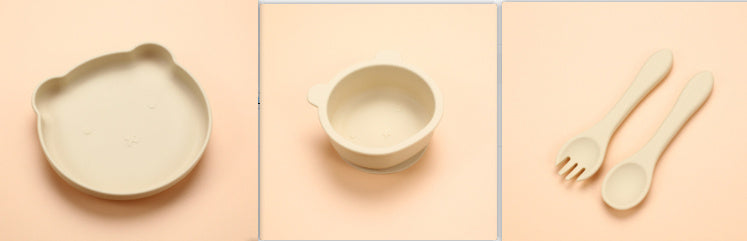 Non-slip silicone baby dinner plate with suction base – BPA-free, divided tray for mess-free toddler feeding.
