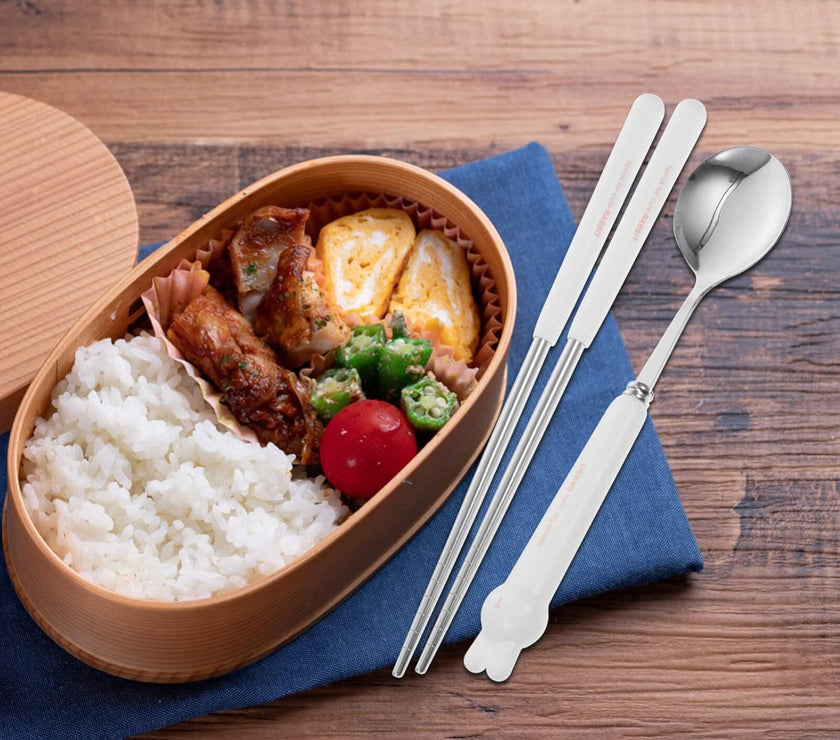 "Reusable camping silverware set with case – eco-friendly portable cutlery"

