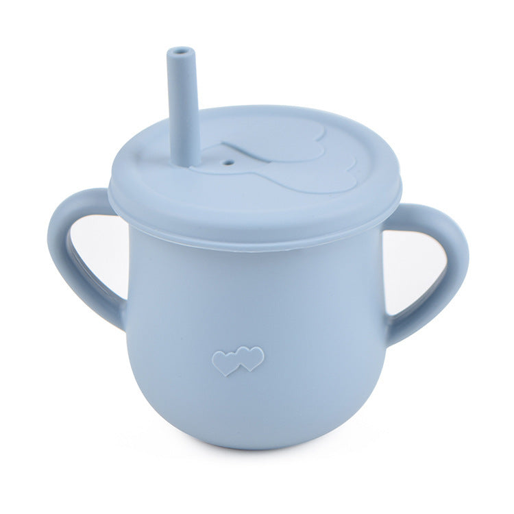 Children's Silicone Straw Drinking Cups Leakproof Baby Learning Drinking Cups Baby Training Straws Cups