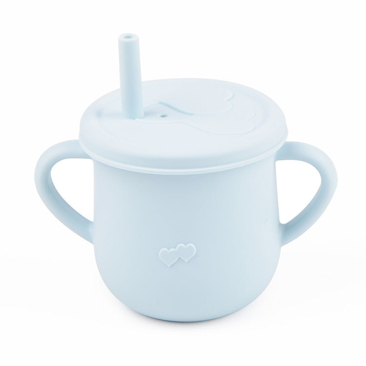 Children's Silicone Straw Drinking Cups Leakproof Baby Learning Drinking Cups Baby Training Straws Cups