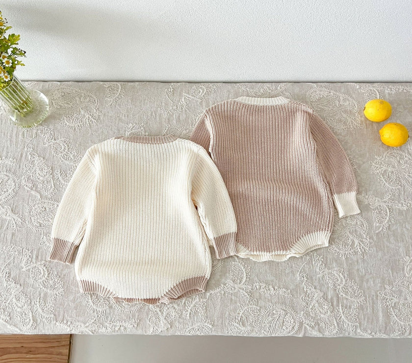 Clothes For Babies Autumn Western Style Knitted Jumpsuit Men And Women Baby Sweater Going Out Rompers Onesie Romper