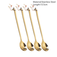 Festive Merry Christmas party spoons for holiday dinners and table decorations – red and green Xmas-themed cutlery.
